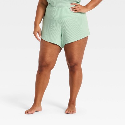 Women's Cozy Ribbed Wide Waistband Shorts - Auden™ Mint 3X