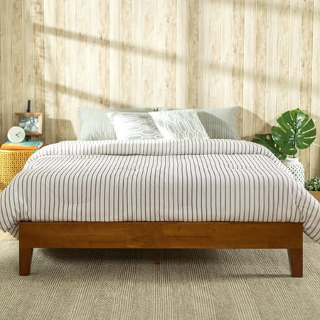 Zinus Wen Deluxe Wood Platform Bed Frame, Cherry Finish, Queen
