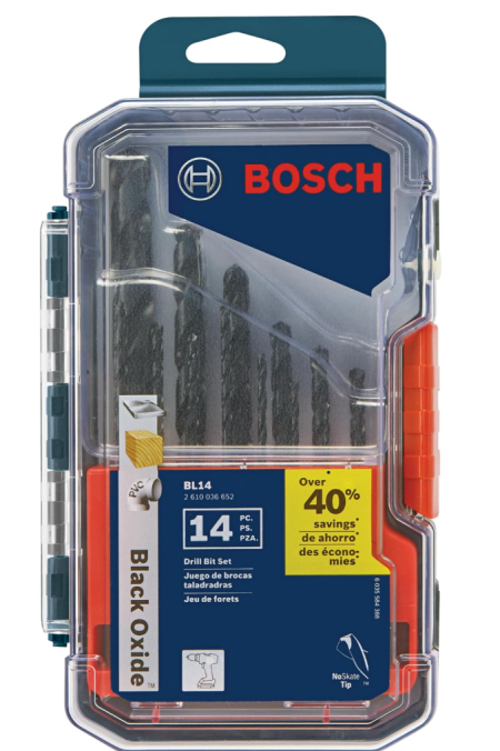 BOSCH BL14 14-Piece Assorted Set Three-Flat Shank Black Oxide Drill Bits Amazon