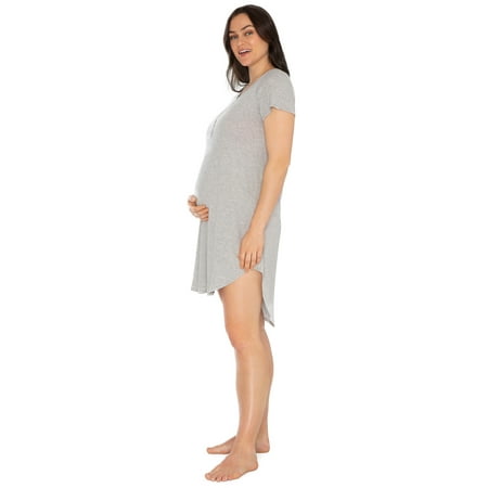 Kindly Yours Women's Maternity Short Sleeve Cotton Modal Nursing Sleep Dress, Sizes S to XXXL