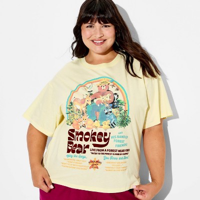 Women's Smokey Short Sleeve Graphic T-Shirt - Light Yellow 2X