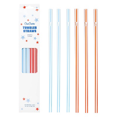 CharCharms 6pk 4th of July Striped Straws