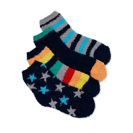 Y&M Boys Assorted Cozy Crew Socks, 4-Pack, Sizes 6/8-8/10