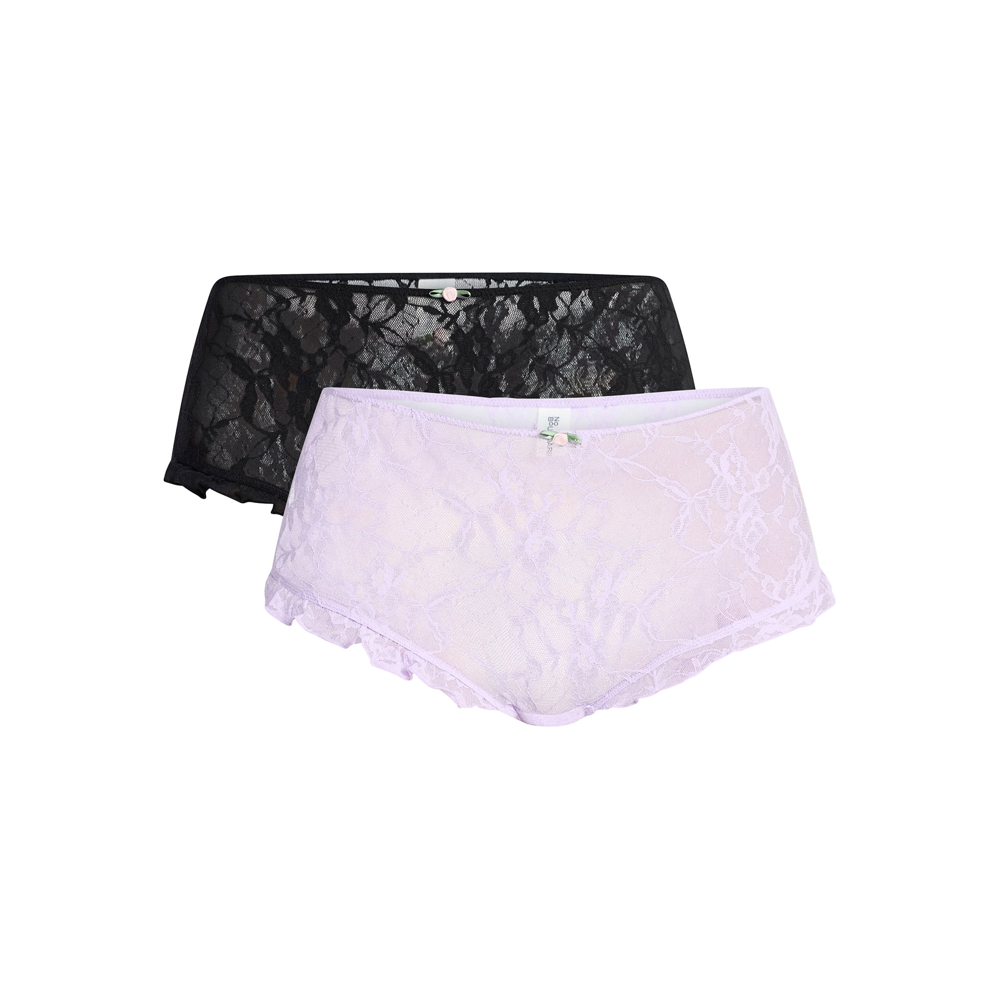 No Boundaries Lace Boyshort Panties, 2-Pack, Women's XS-XXXL