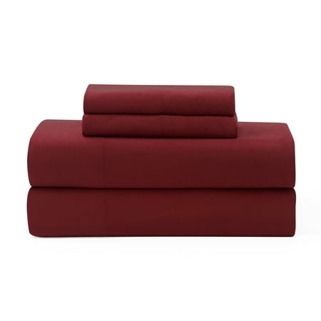Pawz Queen Sheet Set, Soft Microfiber Bed Sheets with 2 Pillowcases, Red, Queen Size