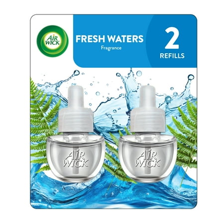 Air Wick Plug-In Scented Oil Air Freshener Warmer Refills, Fresh Waters, 2 Count