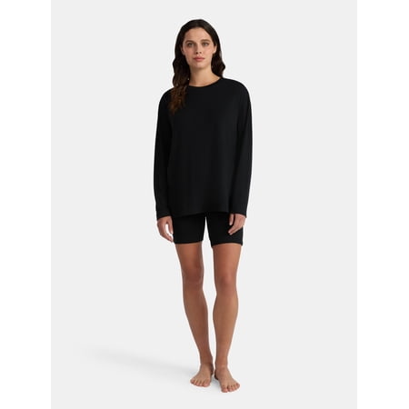 Lissome Women’s Super Soft Jersey Knit Long Sleeve Sleep Top and Shorts Pajama Set, 2-Piece, Sizes S-3X