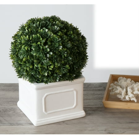 Better Homes & Gardens Artificial Boxwood Plant in White Planter 9" H