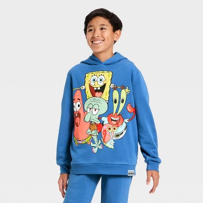 Boys' SpongeBob SquarePants Graphic Hooded Fleece Sweatshirt - Blue S