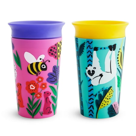 Munchkin® Miracle® 360° WildLove Spoutless Sippy Cup, 9 oz, Bee/Lemur, Unisex, 2 Pack