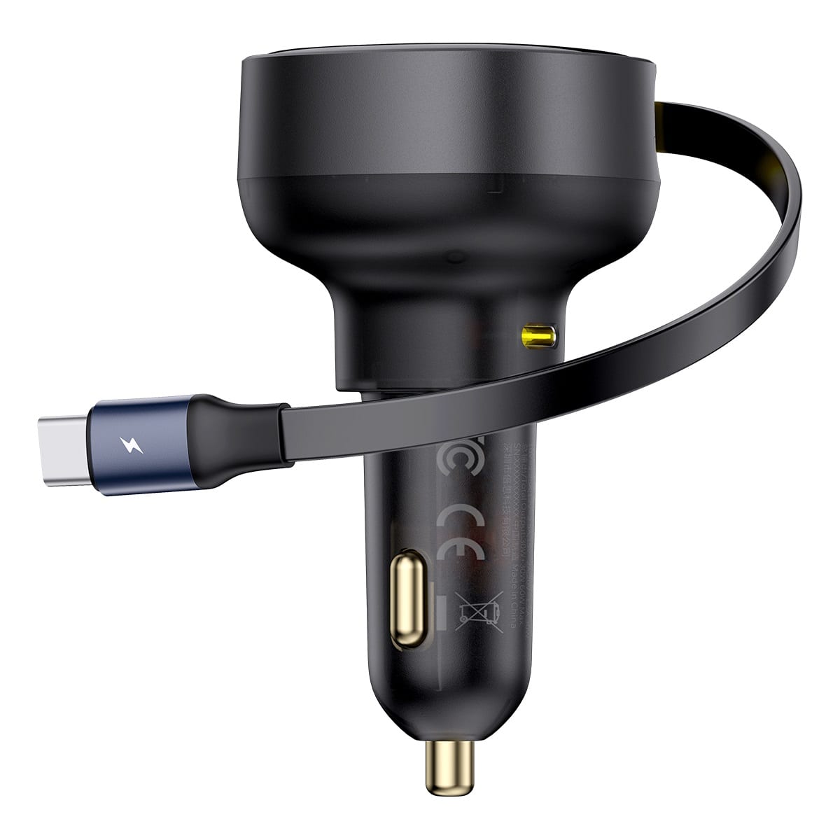 Baseus - Enjoyment Pro Car Charger C+Retractable Type-C Cable 60W Cluster - Black