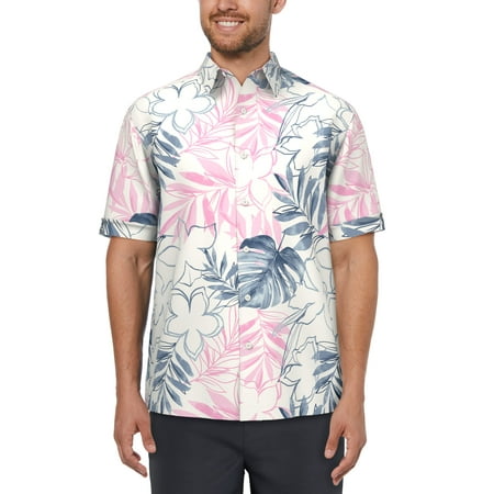 Cafe Luna Men's and Big Men's Tropical Flower Print Short Sleeve Shirt, Sizes S-5XL