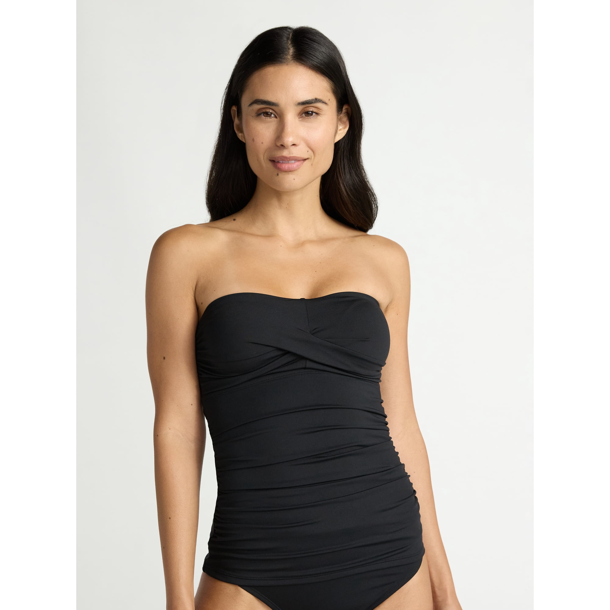 Time and Tru Women's Twist Bandeau Tankini Top, Sizes XS-2X
