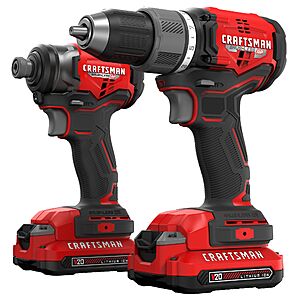 Craftsman V20 RP 20V Max 2-Tool Brushless Kit w/ 2x 1.5Ah Batteries & Charger $99 + Free S&H