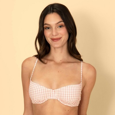 Solid & Striped Women's Gingham Underwire Balconette Top - Red/White M