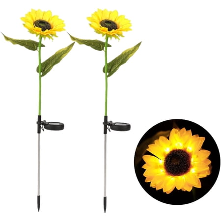 2PCS Solar Garden Stake Lights Led Sunflower Lights For Lawn Garden Decor
