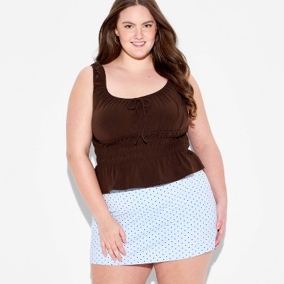 Women's Mini Cap Sleeve Off the Shoulder Smocked Peasant Top - Wild Fable™ Brown 4X
