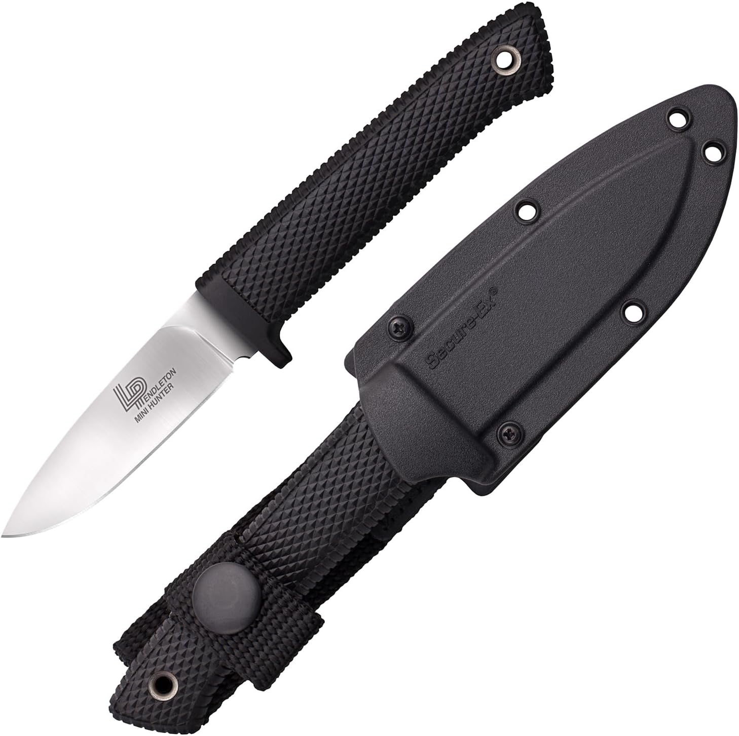 Cold Steel Pendleton Mini Hunter 3-Inch AUS 10A Stainless Steel Fixed Blade Outdoor Camping Game Hunting Knife | Shock-Absorbent Kray-Ex Handle, Weather-Resistant Secure-Ex Sheath - Blister Pack