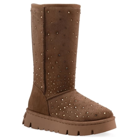 White Mountain Women's Mid Calf Rhinestone Cozy Boot