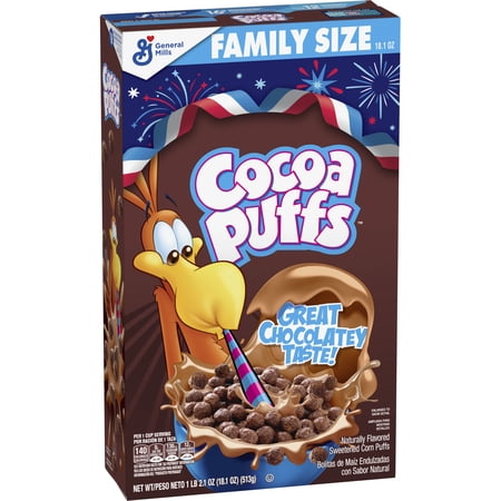 Cocoa Puffs, Chocolate Breakfast Cereal with Whole Grains, Family Size, 18.1 oz