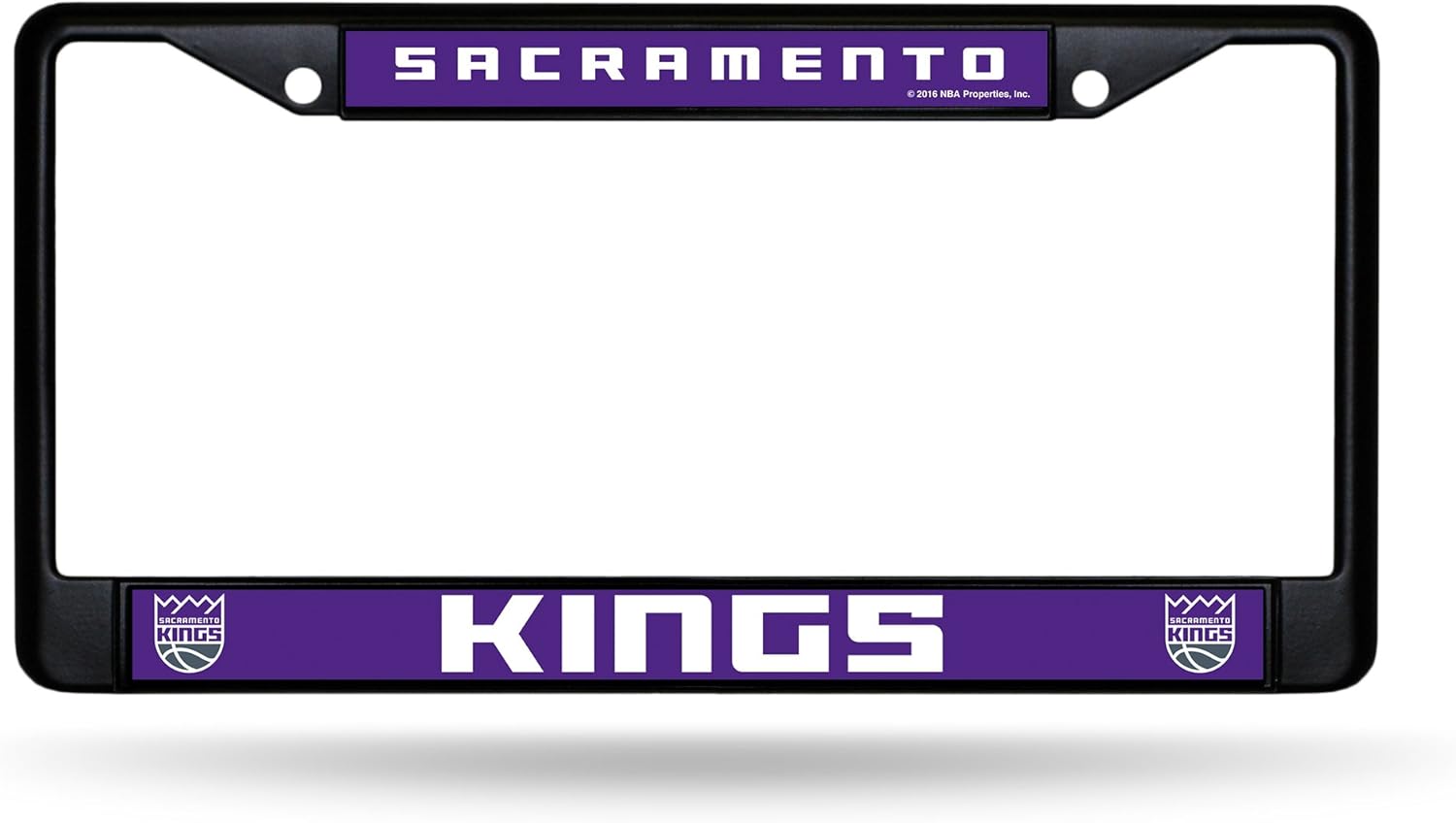 Rico Industries NBA Sacramento Kings Chrome Plate Frame, Black , Purple, Black, 12-inch by 6-inch
