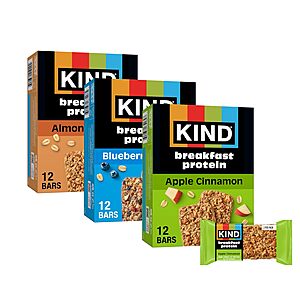 Select Accounts: 18-Ct KIND Breakfast Protein Snack 2-Bar Packs (3 Flavors) $7.85 w/ S&S