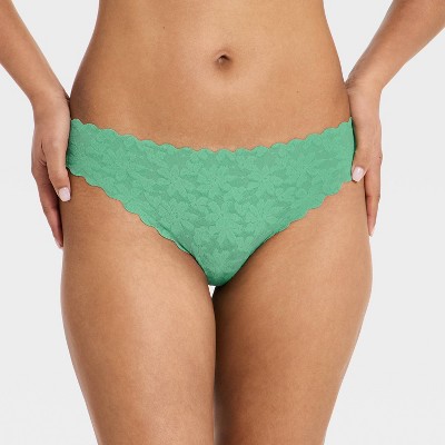 Women's Invisible Edge Solid Lace Thong Underwear - Auden™ Green XL
