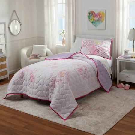 Care Bears Pink 2 Piece Quilt and Sham set, Twin/full