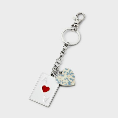Girls' Playing Card and Heart Key Charm