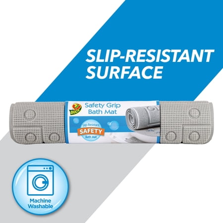 Duck Brand 17" x 36" PVC Safety Grip Bathtub Mat with Suction Cups, Gray