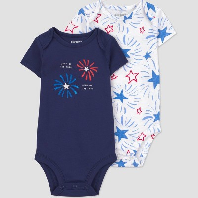 Carter's Just One You® Baby 4th of July 2pk Short Sleeve Bodysuit - Navy Blue/White 3M