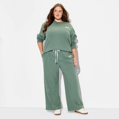 Women's Unwell Wide Leg Graphic Sweatpants - Green 2X