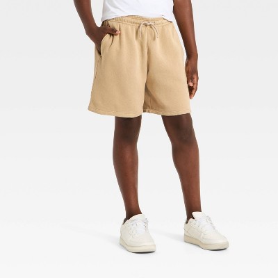 Boys' ' At the Knee' French Terry Shorts - All In Motion™ Light Taupe XS