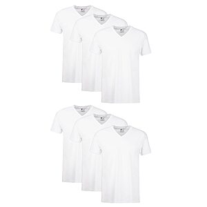 6-Pk Hanes Men's V-Neck Cotton Tee Undershirts (White) $15