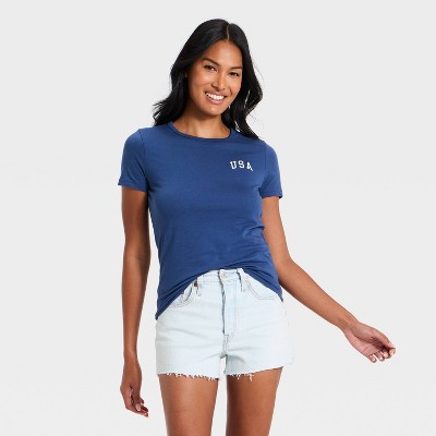 Women's Short Sleeve Graphic T-Shirt - Universal Thread™ Navy Blue M