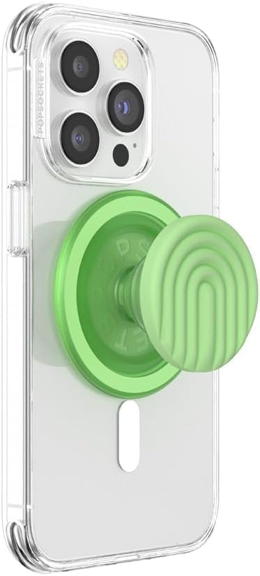 PopSockets Phone Grip for MagSafe, Magnetic Holder, Phone Stand, Neon Green - Matcha Curves