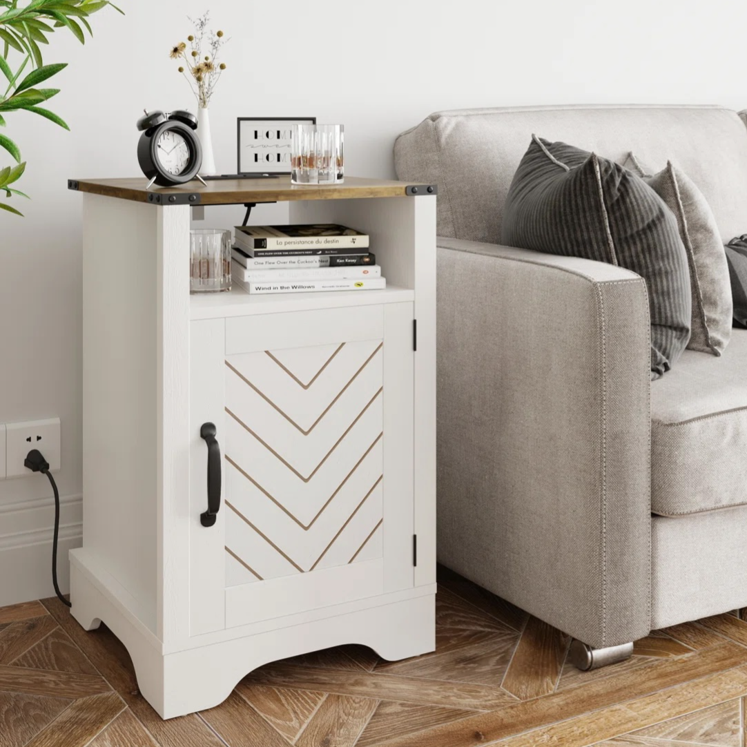 Side Table with Charging Station $54