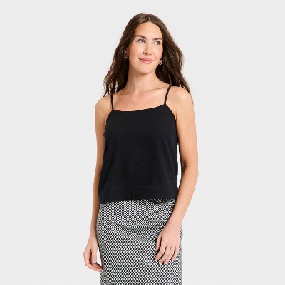 Women's Linen Cami - A New Day™ Black S