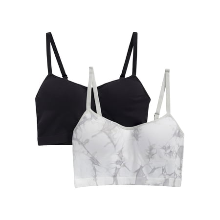 Wonder Nation Girls' Seamless Recycled Molded Longline Bra, 2-pack, Sizes XS-2XL