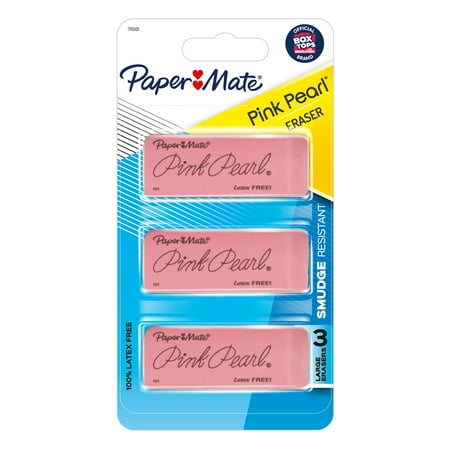Paper Mate Pink Pearl Erasers, Large, 3 Count