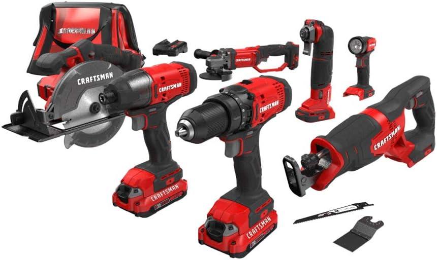 Craftsman V20 7-Tool Cordless Combo Kit w/ 2 Batteries & Charger Amazon