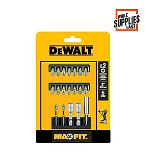 19-Pc DeWALT Maxfit 1" Carbon Steel Driving Bit Set w/ Bit Holder $5.75 + Free S&H