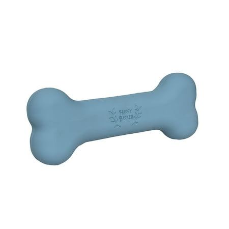 Harry Barker Durable All-Natural Rubber Bone for Dogs, Blue Medium