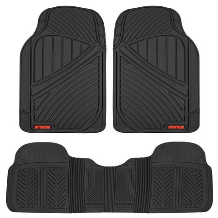 Motor Trend FlexTough Baseline Car Rubber Floor Mats Odorless Heavy Duty Fit for Sedan SUV Van Truck (Black)