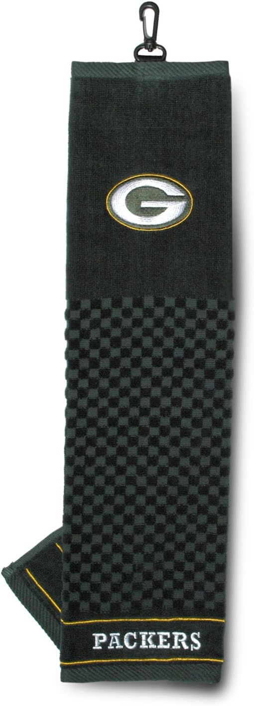 Team Golf NFL Green Bay Packers Embroidered Golf Towel Embroidered Golf Towel, Checkered Scrubber Design, Embroidered Logo