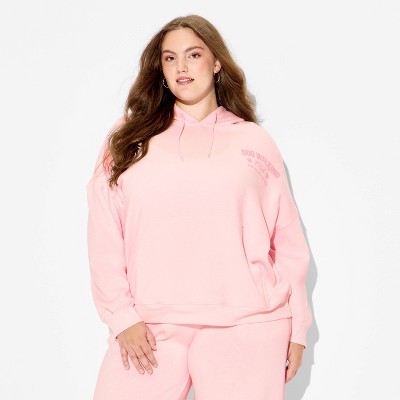 Women's Dog Walking Club Graphic Hooded Sweatshirt - Pink 2X