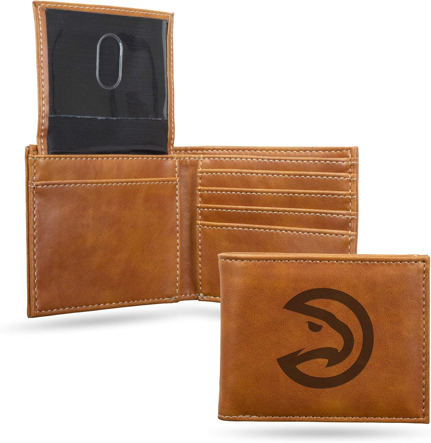 Rico Industries NBA Basketball Atlanta Hawks Brown Laser Engraved Bill-fold Wallet - Slim Design - Great Gift
