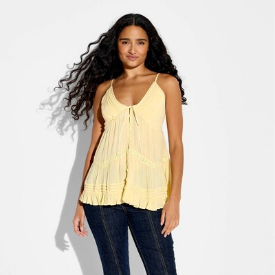 Women's Flyaway Babydoll Tank Top - Wild Fable™ Light Yellow XXS