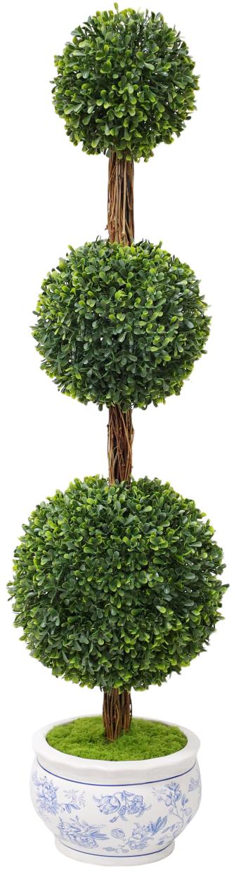 3' My Texas House Boxwood Artificial Topiary w/ Blue Floral Pot Walmart