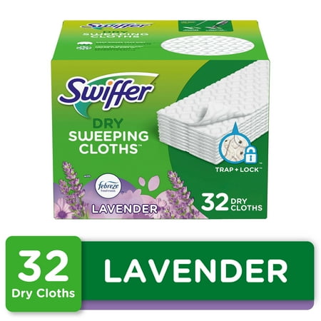 Swiffer Sweep + Mop, Dry Pads Refill, Floor Cleaner, Cleaning Cloths, Lavender, 32 Count